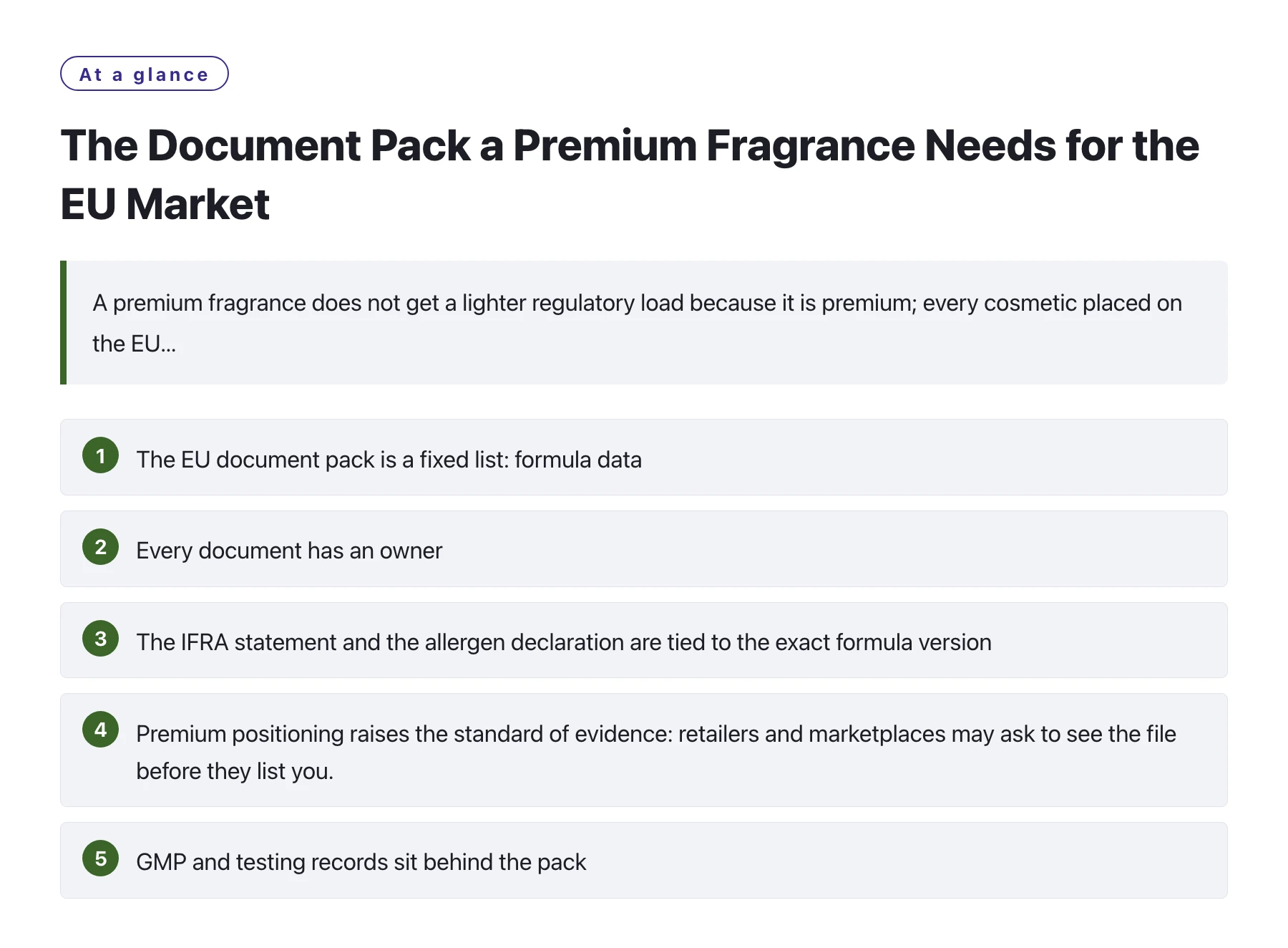 The Document Pack a Premium Fragrance Needs for the EU Market——全文要点速览