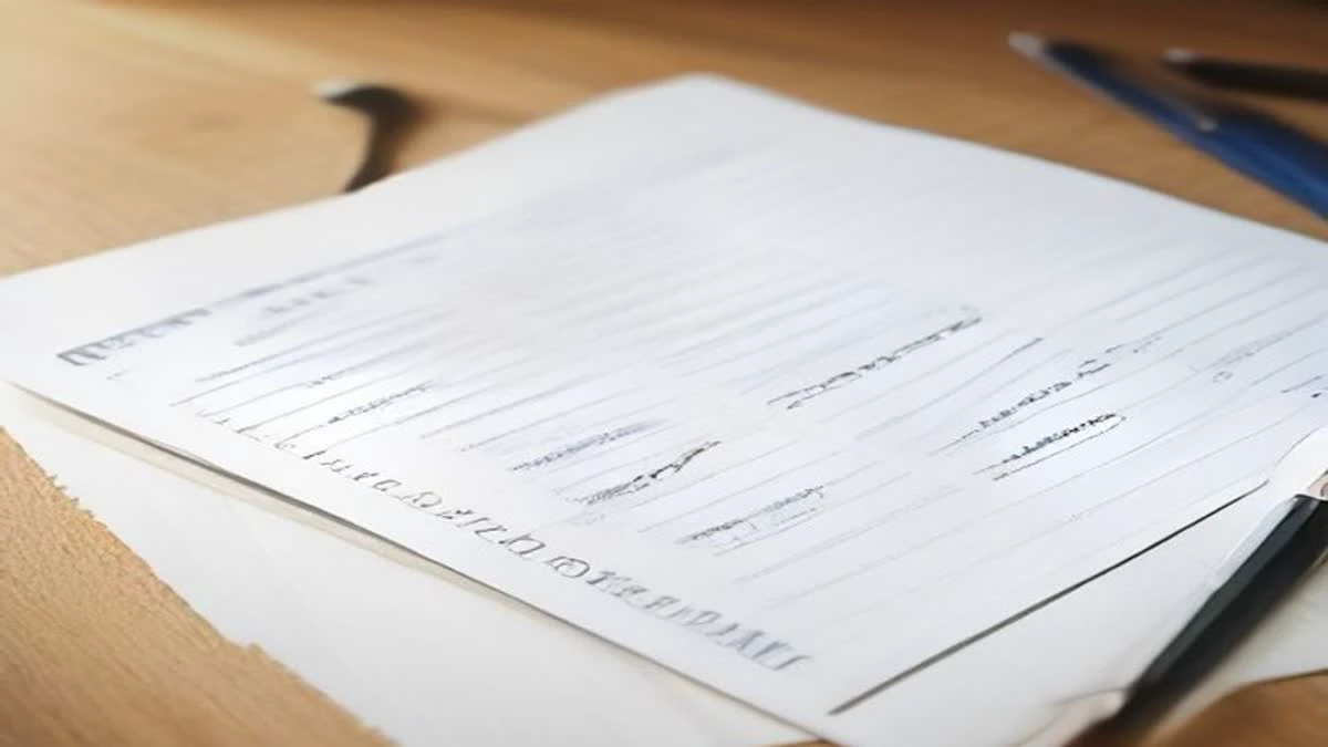 slight low angle of a close-up of a spreadsheet printout and a pen on a wooden desk, soft morning light
